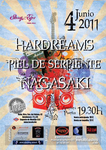 Sorteo de entradas para el concierto de Piel de Serpiente, Hardreams y Nagasaki en Madrid...