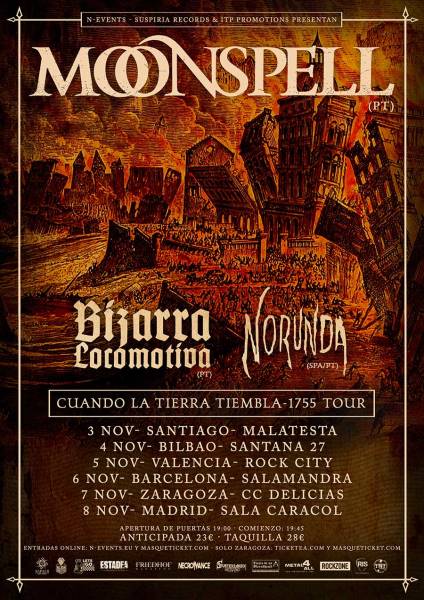 Moonspell , fechas de la gira española