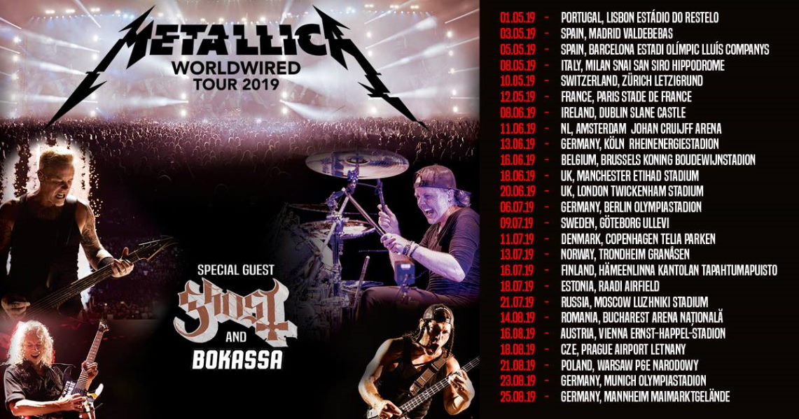 Metallica anuncia su gira de estadios con 2 fechas en España