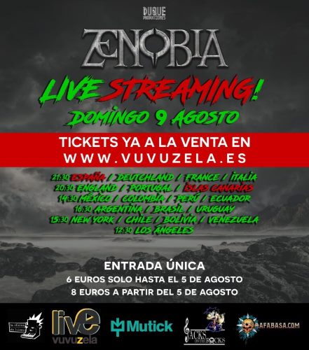 Este fin de semana concierto en streaming PPV de Zenobia