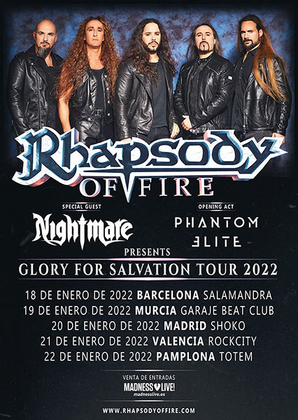Rhapsody of Fire, Nightmare y Phantom Elite de gira por España