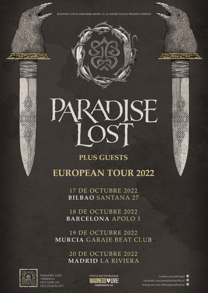Paradise Lost vuelven en Octubre por España