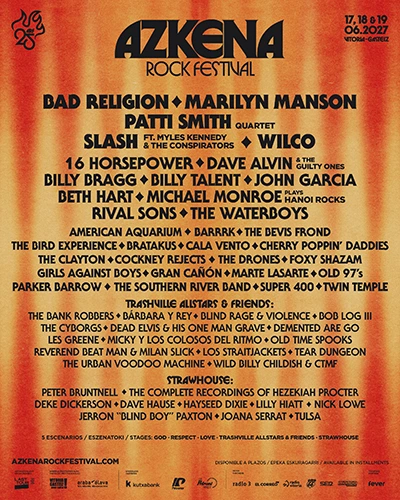 cartel-completo-azkena-rock-festival-2027 25 años de Azkena Rock: Patti Smith, Bad Religion y Slash capitanean un aniversario histórico